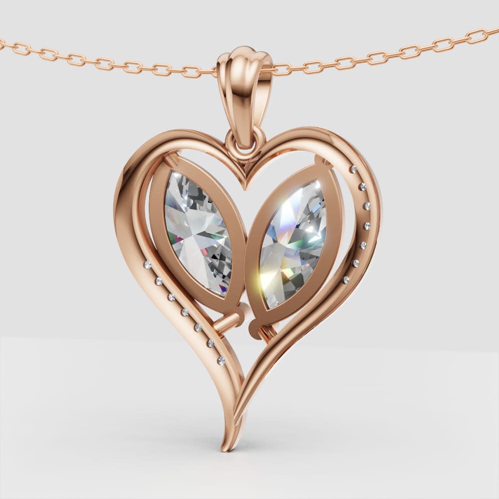 Luxury Marquise Lab Grown Diamond Heart Pendants