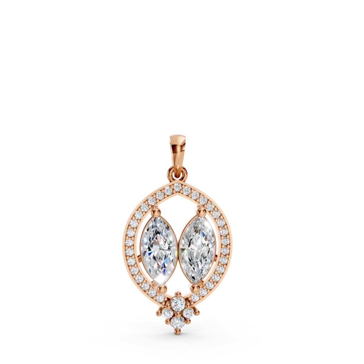 Marquise Diamond Halo Pendant in Gold | Vintage Diamond Necklace 