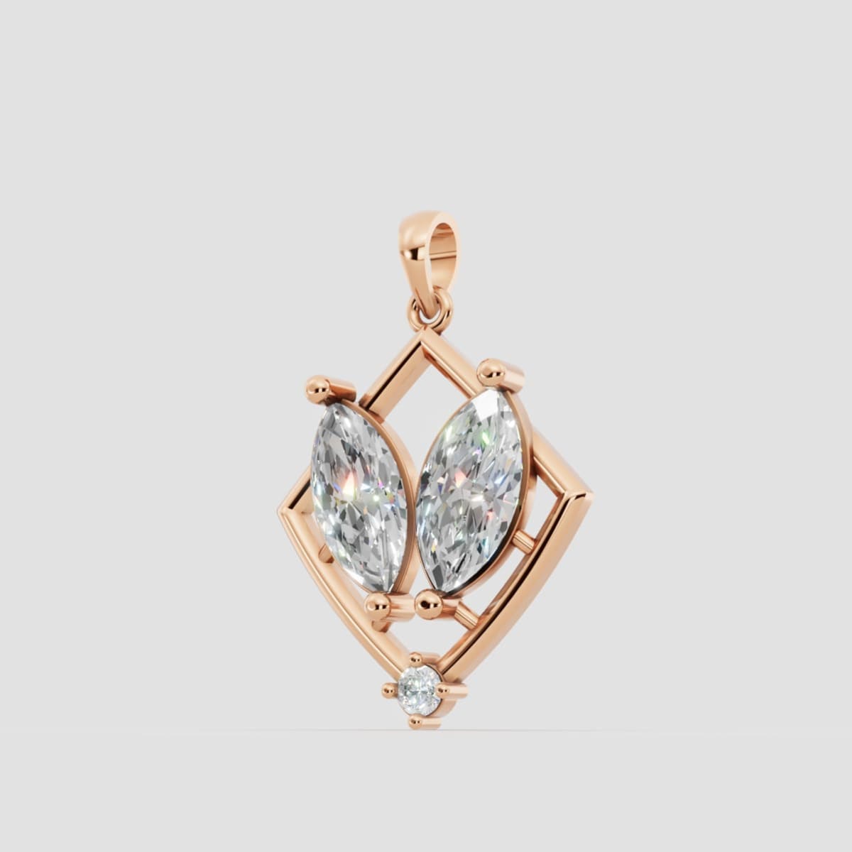  Marquise Diamond Geometric Pendant in Gold | Modern Diamond Necklace