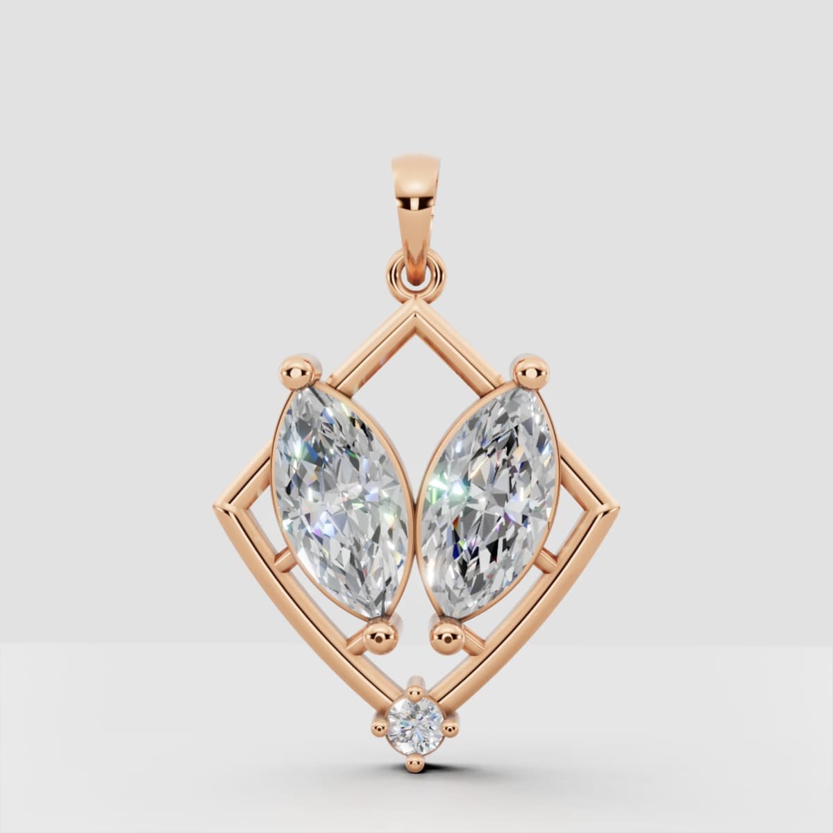  Marquise Diamond Geometric Pendant in Gold | Modern Diamond Necklace