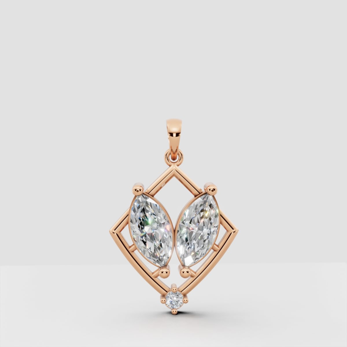  Marquise Diamond Geometric Pendant in Gold | Modern Diamond Necklace