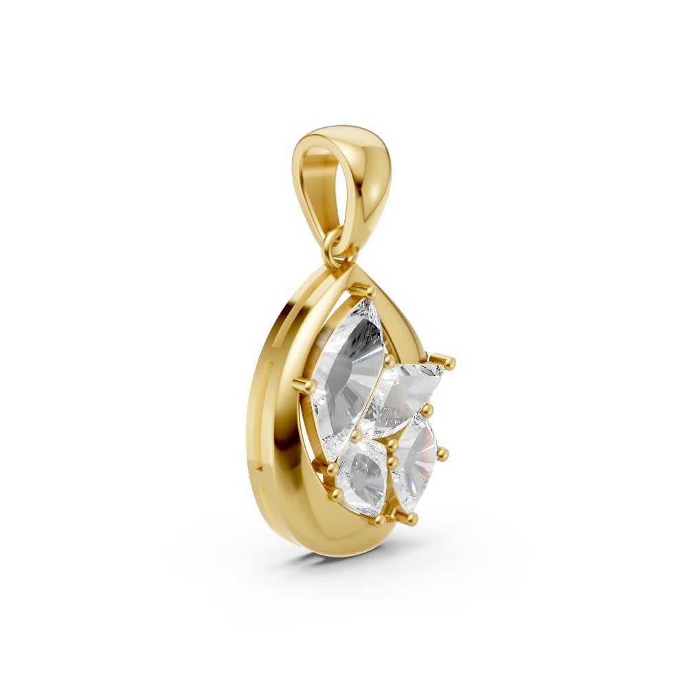 Freeform Lab Grown Diamond Teardrop Pendant in Solid Gold