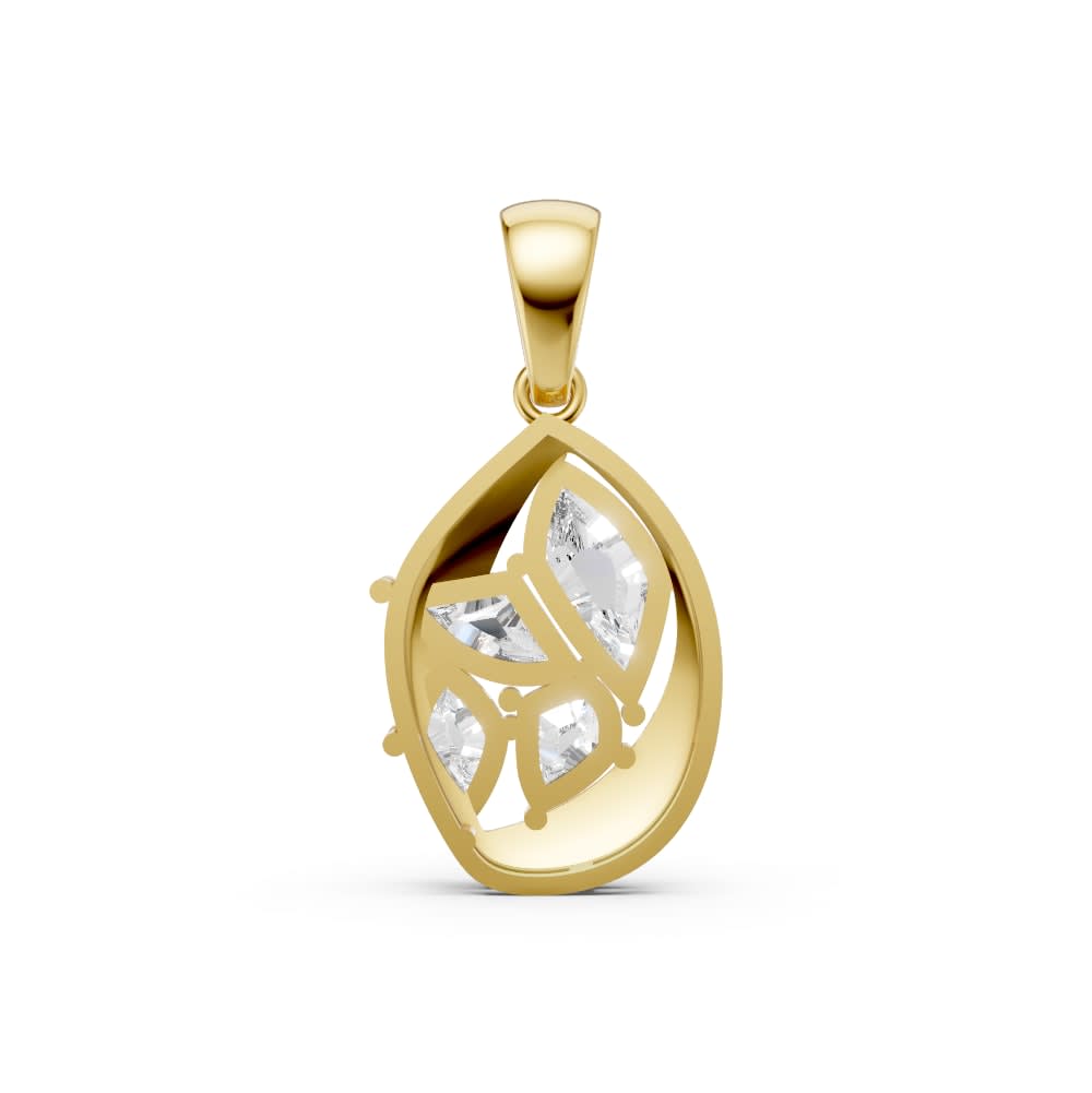 Freeform Lab Grown Diamond Teardrop Pendant in Solid Gold