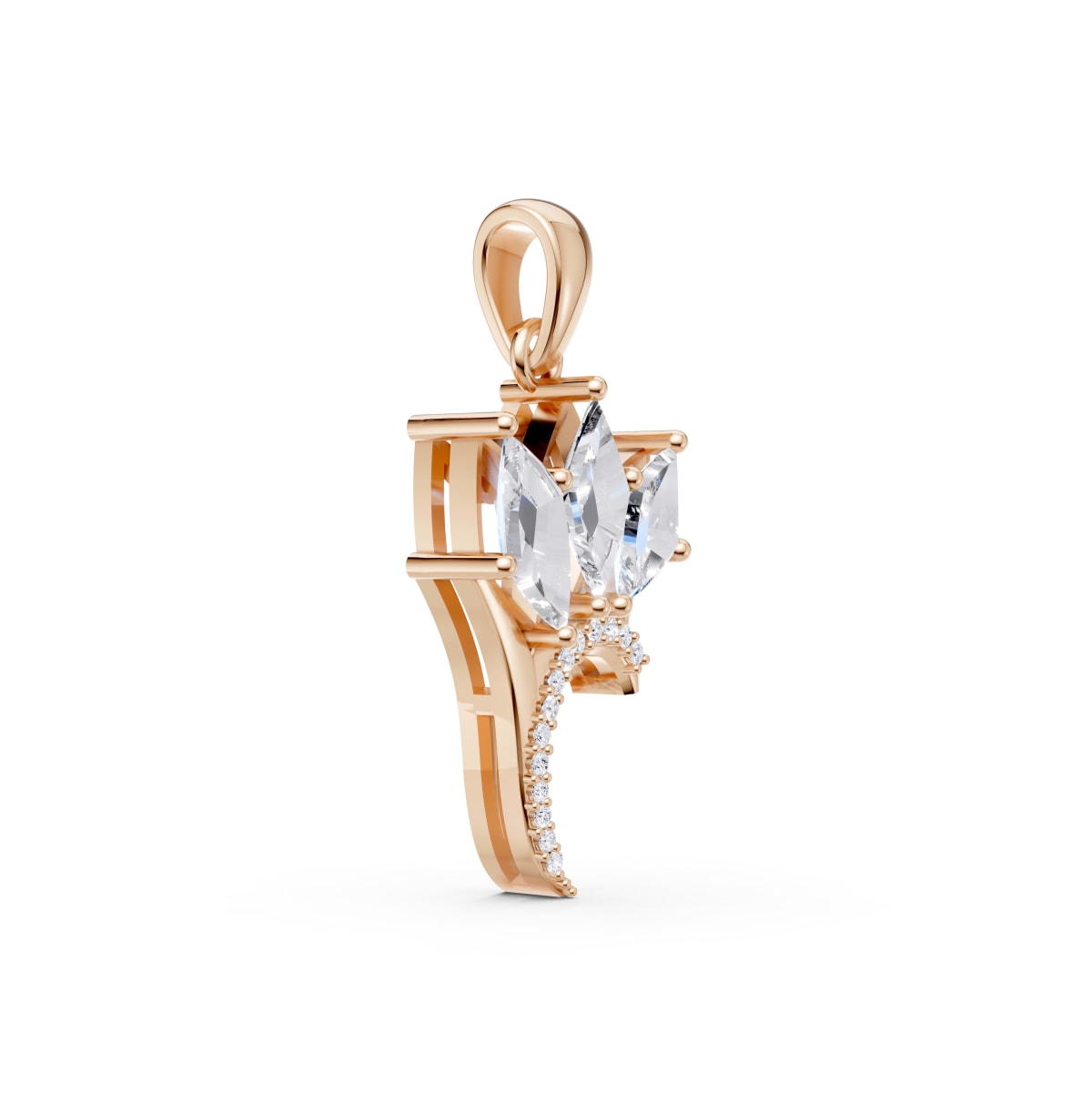 Unique Shape Lab Grown Diamond Pendant, Unique Design Gold  Necklace
