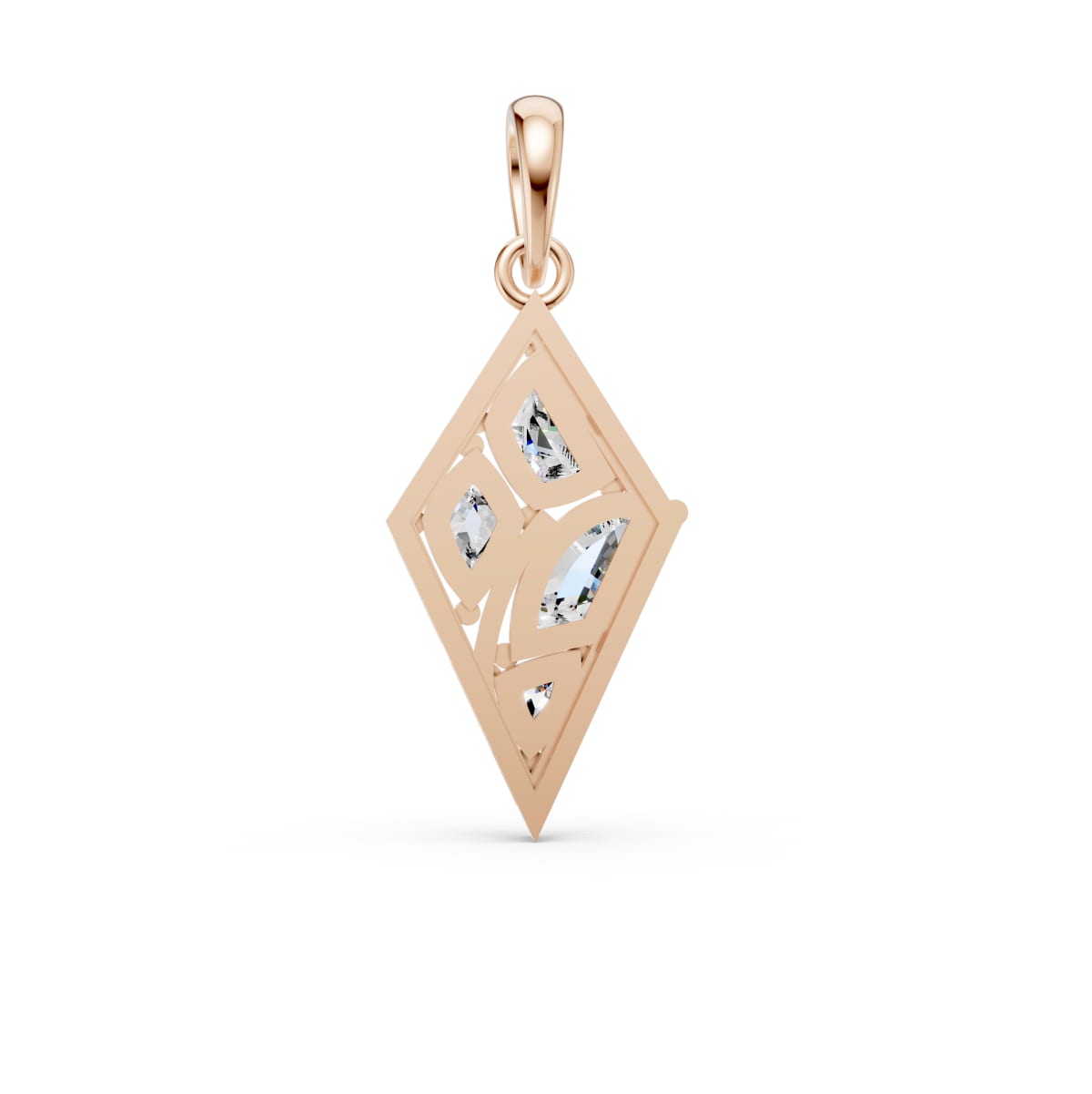 Geometric Diamond Pendant Necklace, Modern Kite Pendants