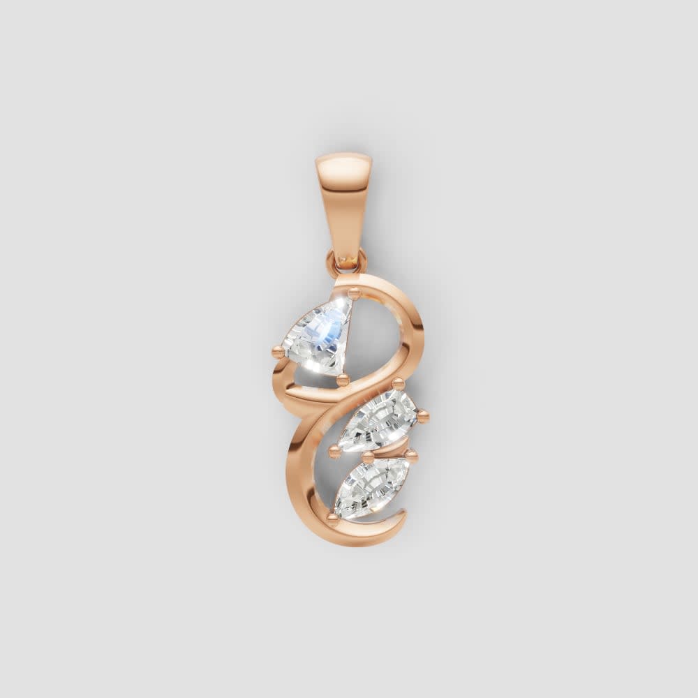 Minimalist Diamond Pendant Necklace, Modern Curved Pendant