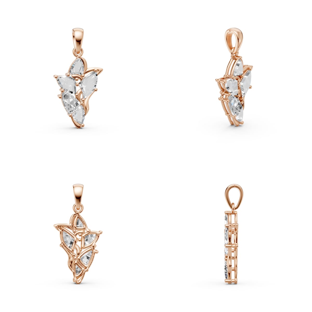 Modern Designer Uncut Lab Grown Diamond Pendant | Nature Inspired Gold Pendant