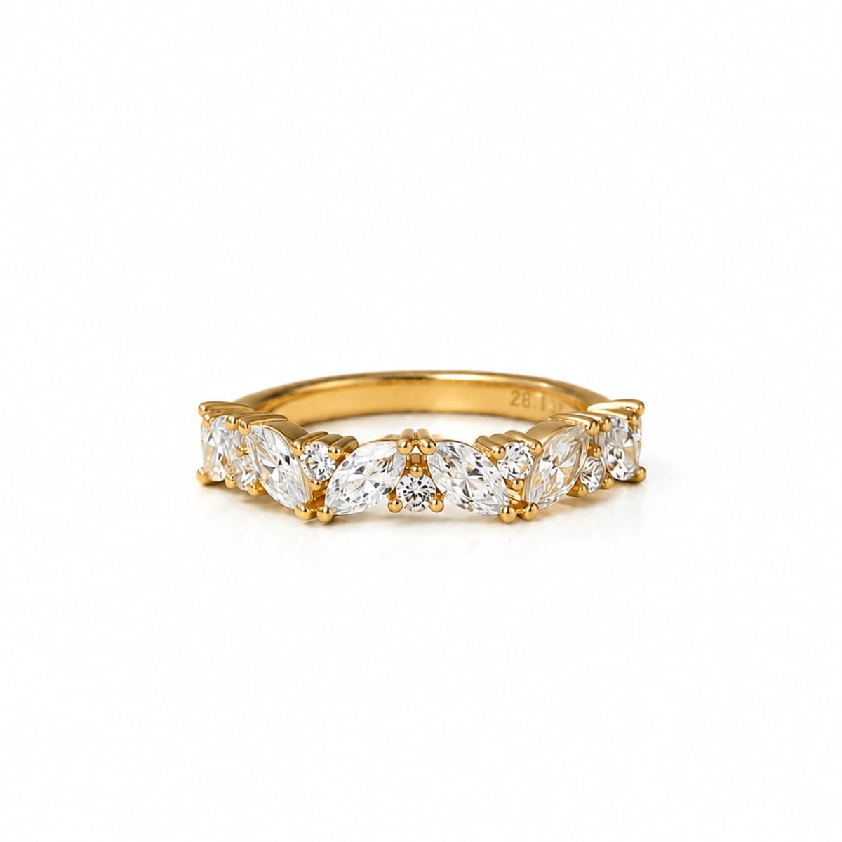 Marquise & Round Lab Grown Diamond Wedding Band in Gold