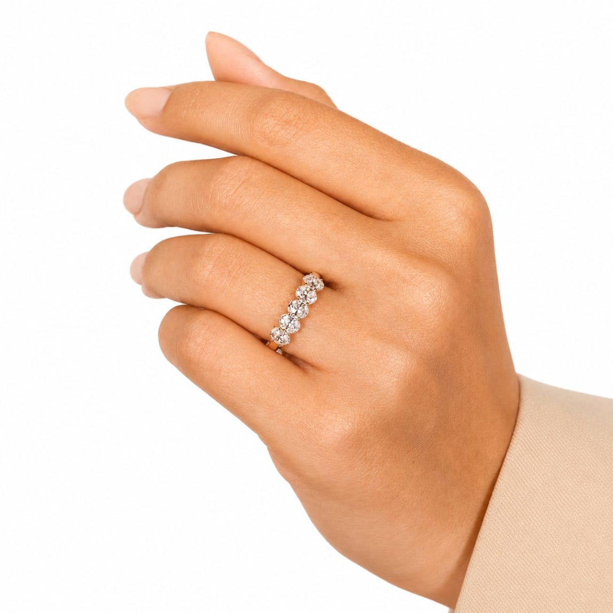 Five Stone Oval Lab Grown Diamond Ring | Oval Diamond Wedding Band