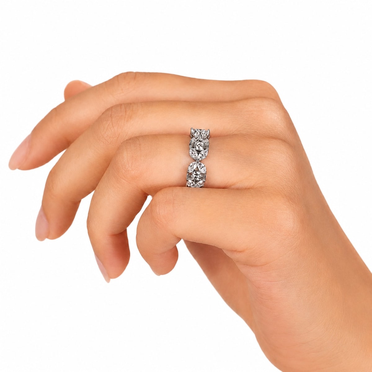 Floral Marquise Lab Grown Diamond Ring | Nature Inspired Gold Wedding Band