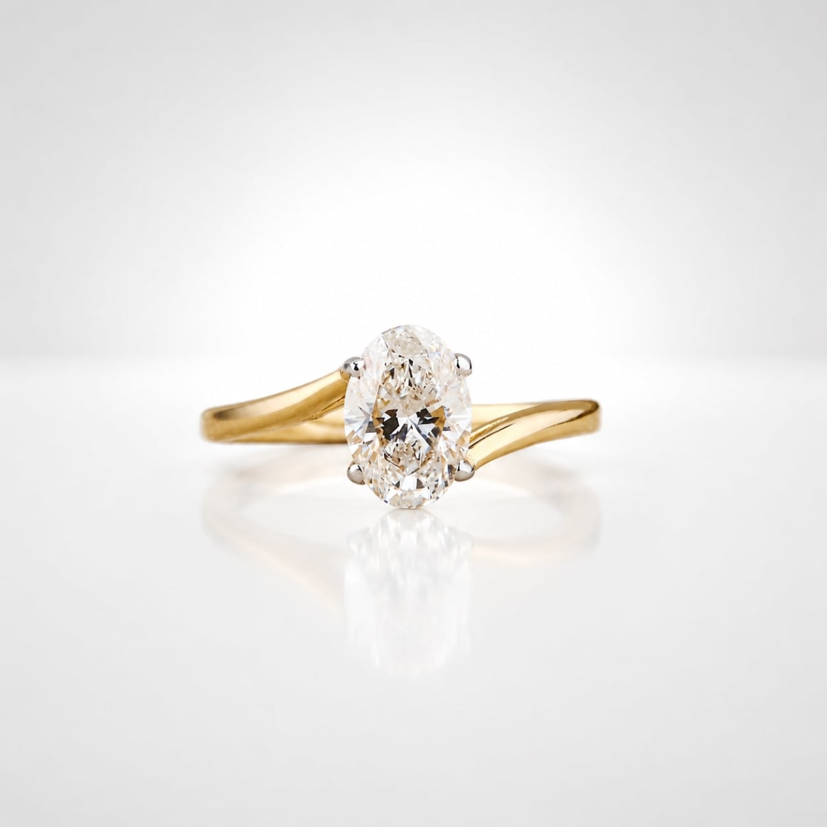 1.33CT Oval Cut Diamond Twist Solitaire Engagement Ring