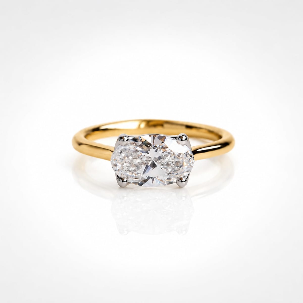 2 CT East West Oval Cut Diamond Solitaire Engagement Ring