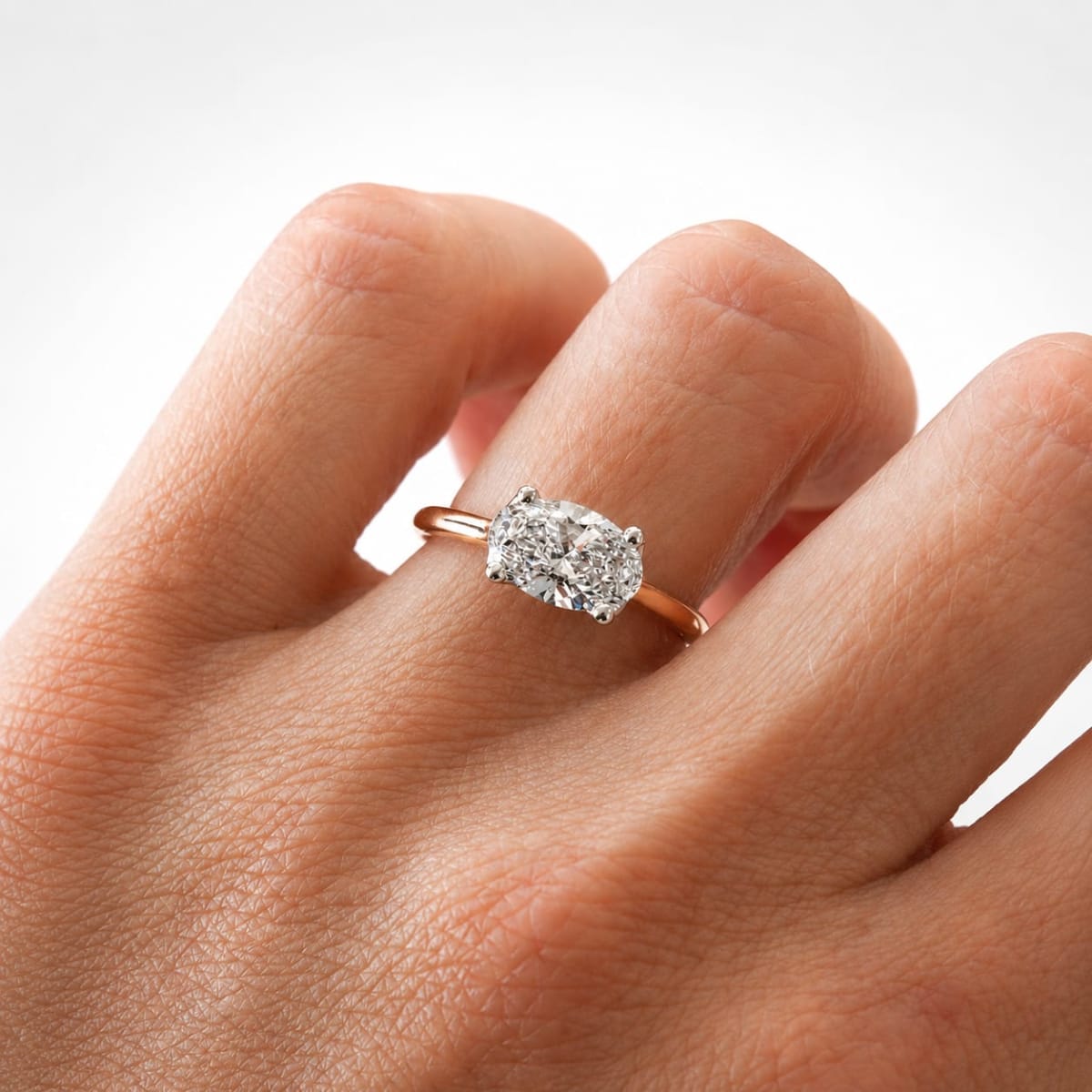 2 CT East West Oval Cut Diamond Solitaire Engagement Ring