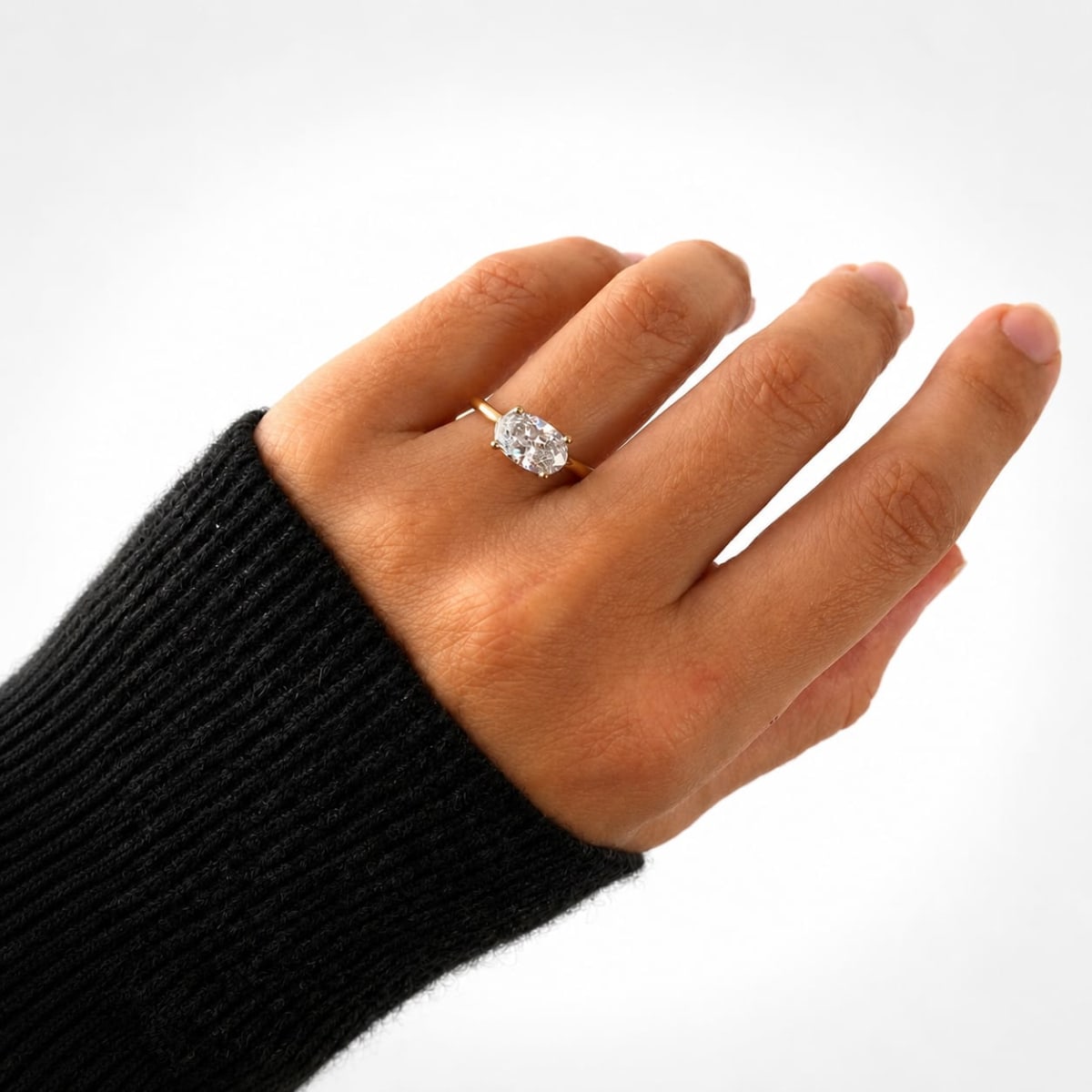 2 CT East West Oval Cut Diamond Solitaire Engagement Ring