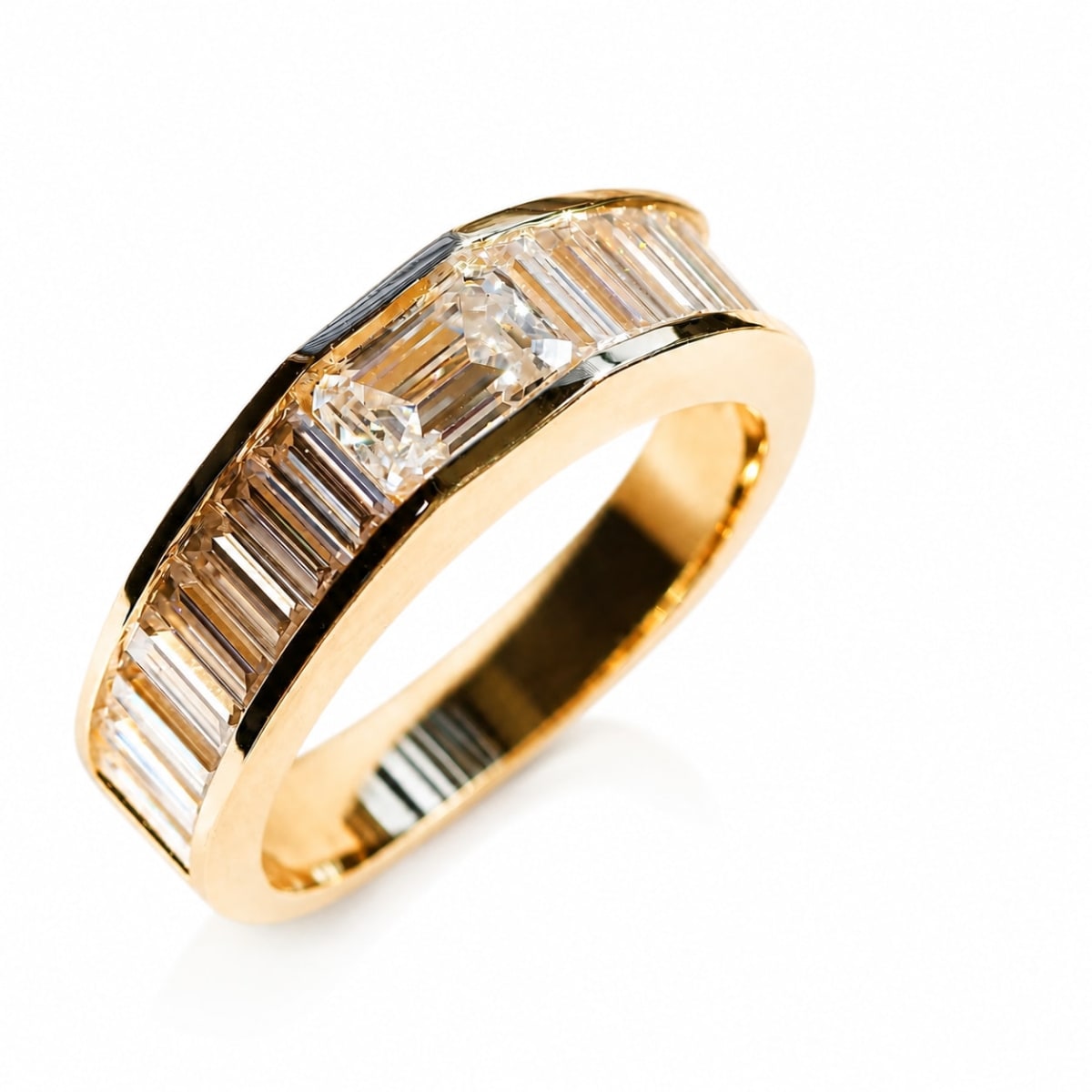 Emerald Cut Lab Grown Diamond Channel Set Eternity Band