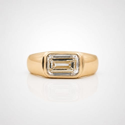 1CT Emerald Lab Grown Diamond Gold Ring