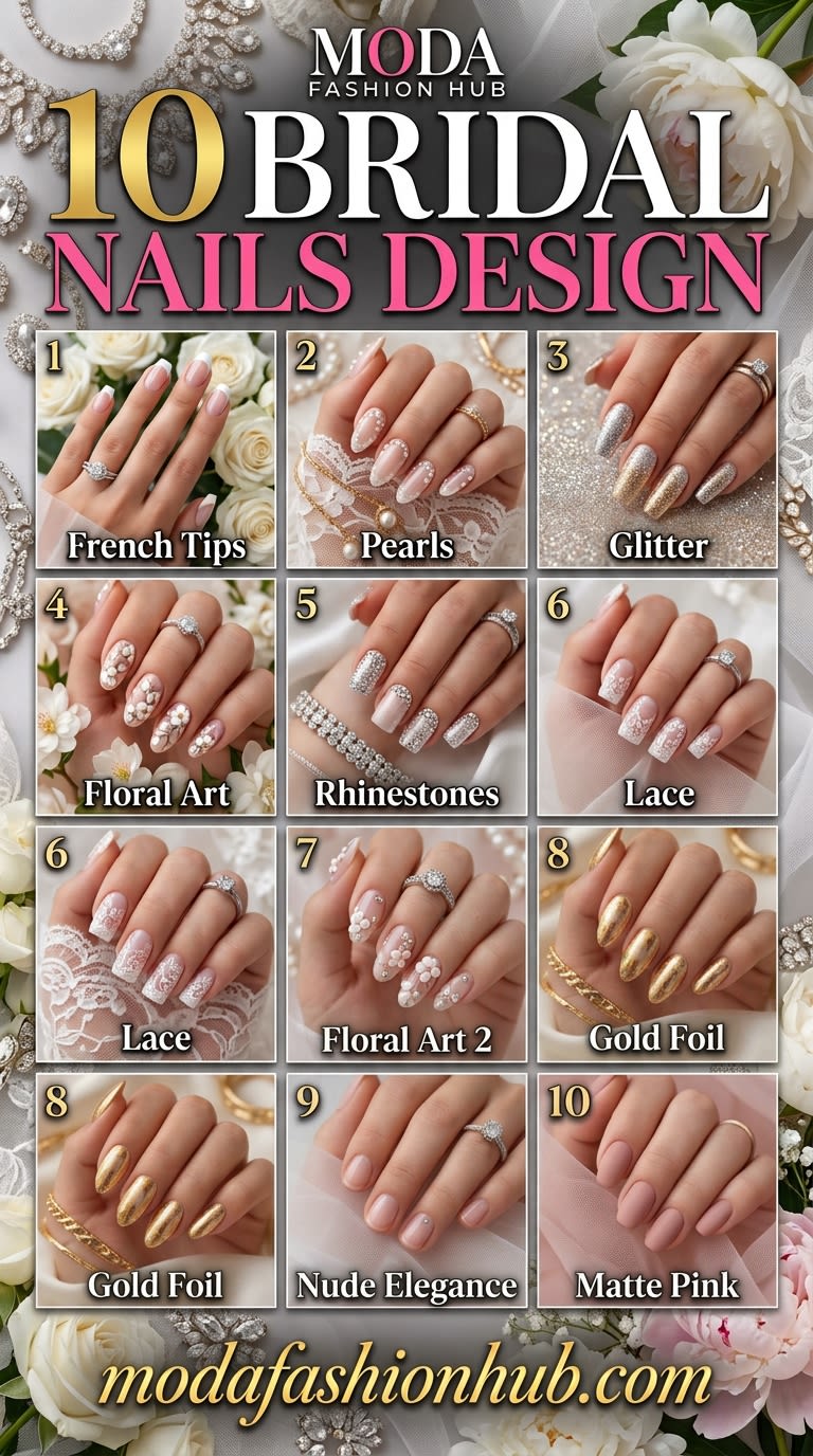 10 Bridal Nails Designs for a Timeless and Elegant Wedding Look