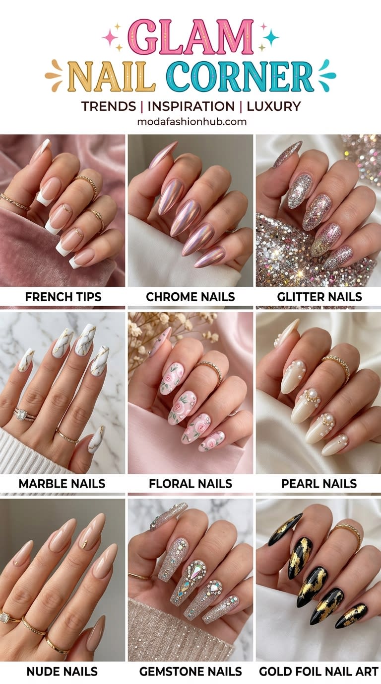 Glam Nail Corner: 10 Elegant Nail Ideas for a Luxurious Look