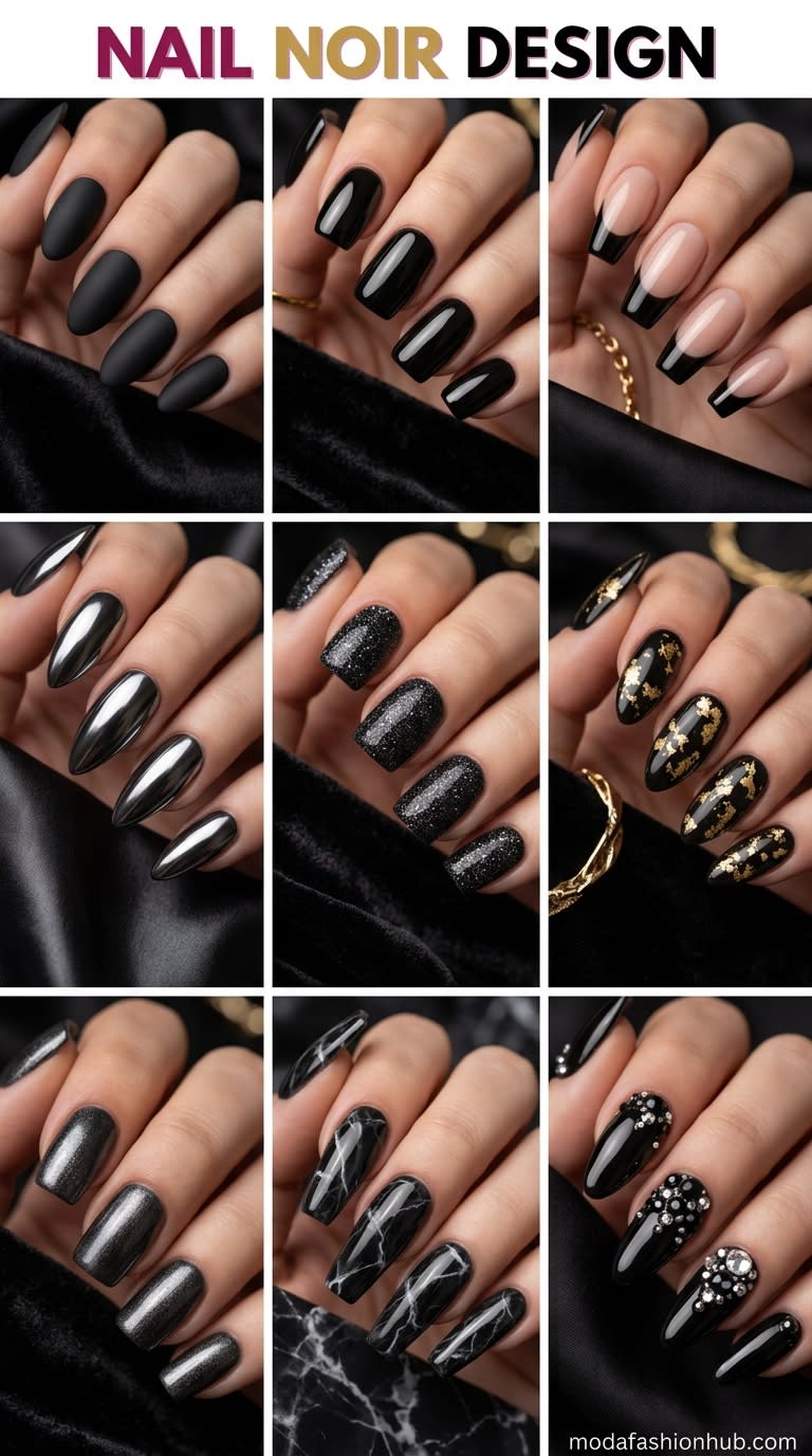 Nail Noir Design: 10 Bold Black Nail Ideas for a Chic and Luxurious Look