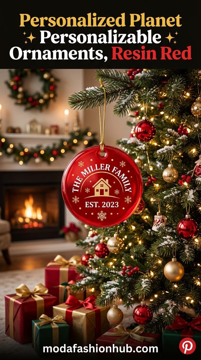 Personalized Planet Personalizable Ornaments, Resin Red: