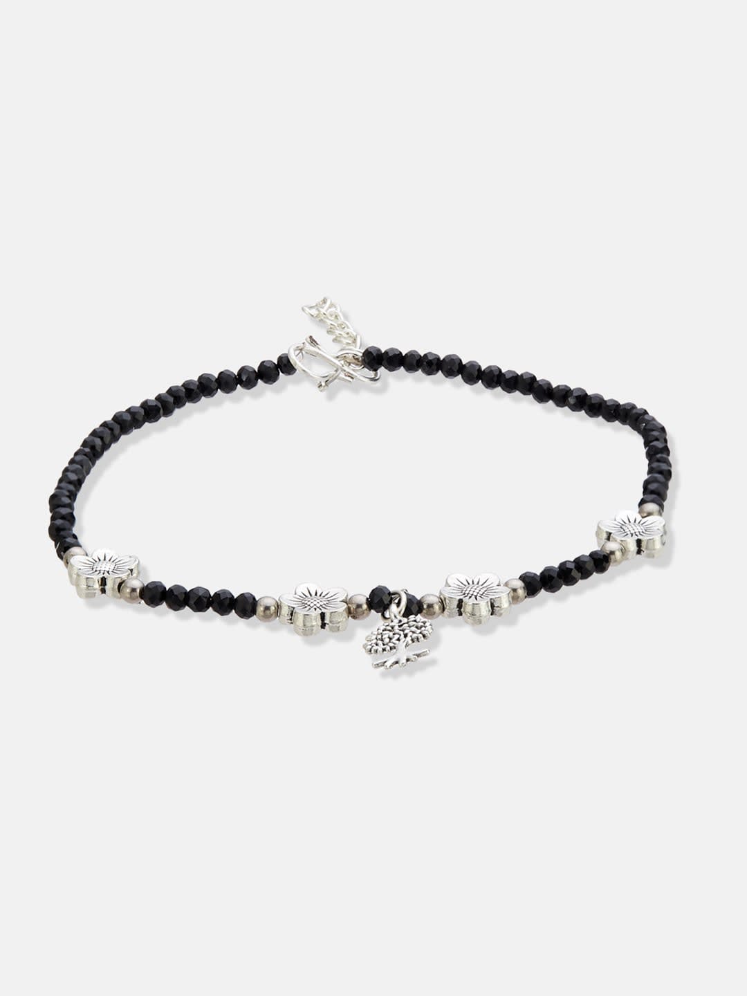 ATIBELLE Silver-Plated Artificial Beads Anklet