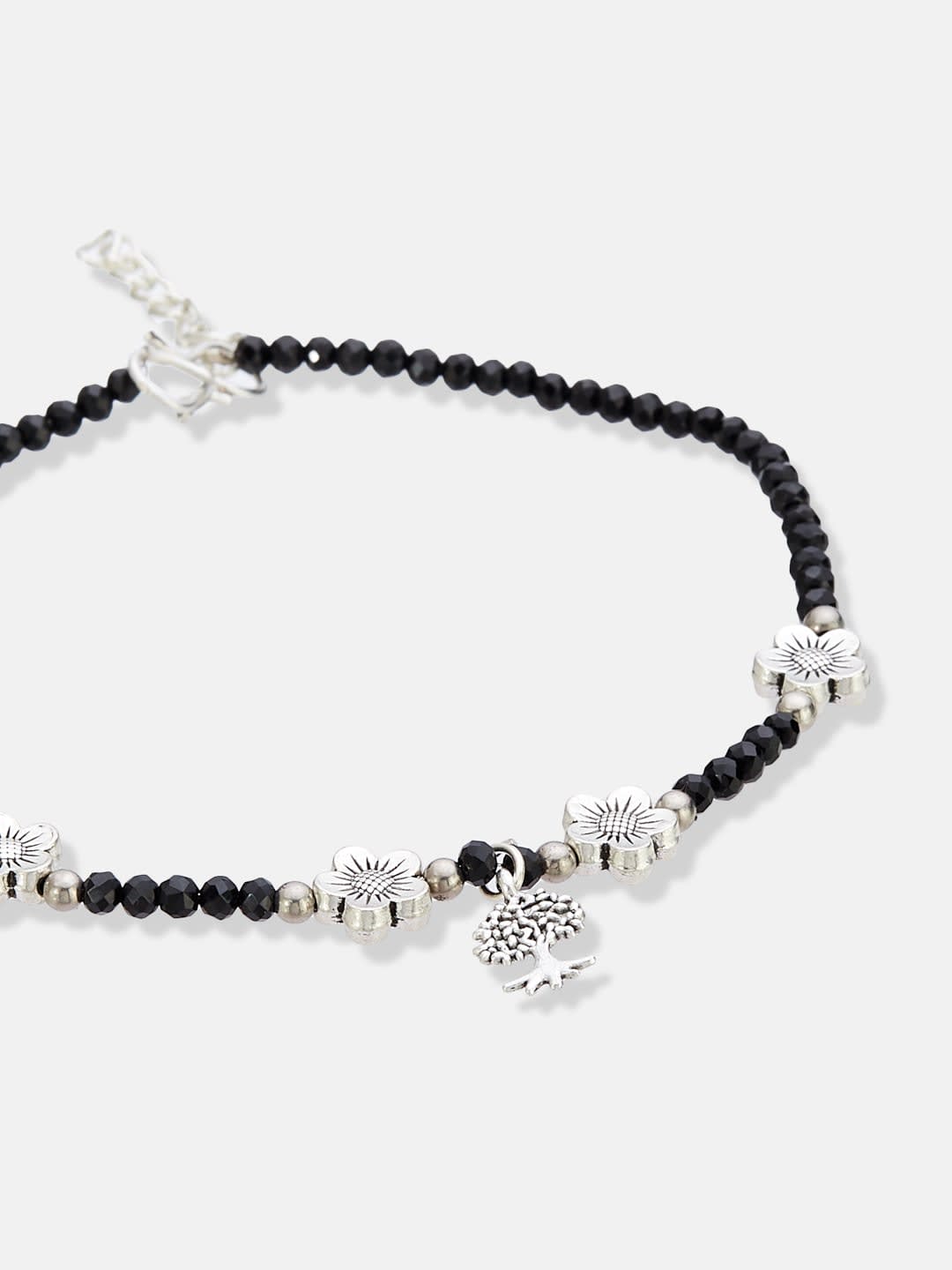 ATIBELLE Silver-Plated Artificial Beads Anklet