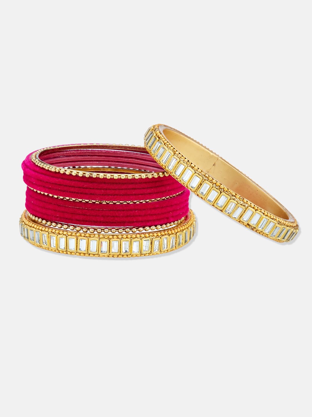ATIBELLE Set Of 40 Gold Plated Kundan Stone Studded Bangles