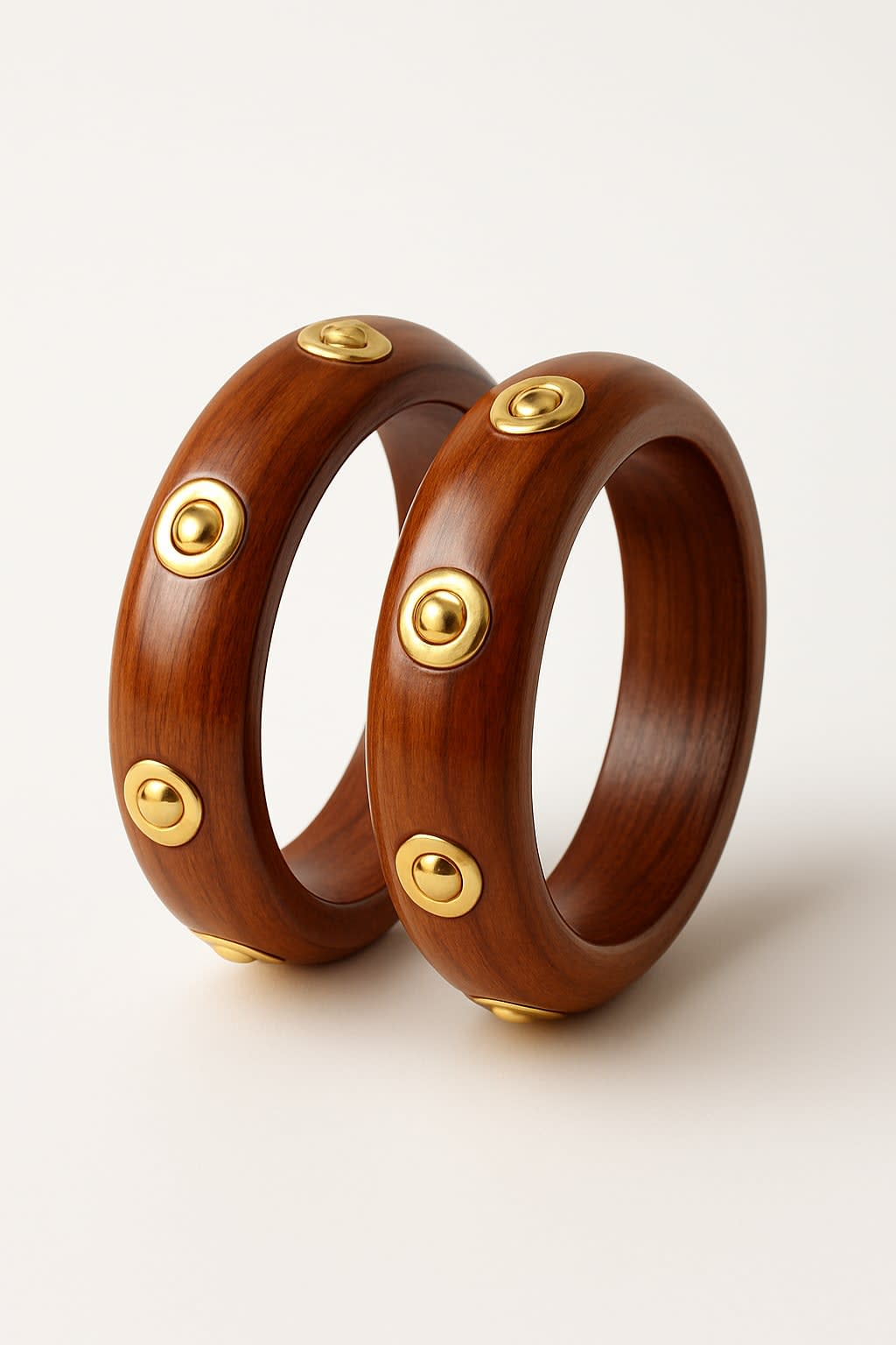 ATIBELLE Set Of 2 Gold-Plated & Round Shaped Stone Studded Bangles