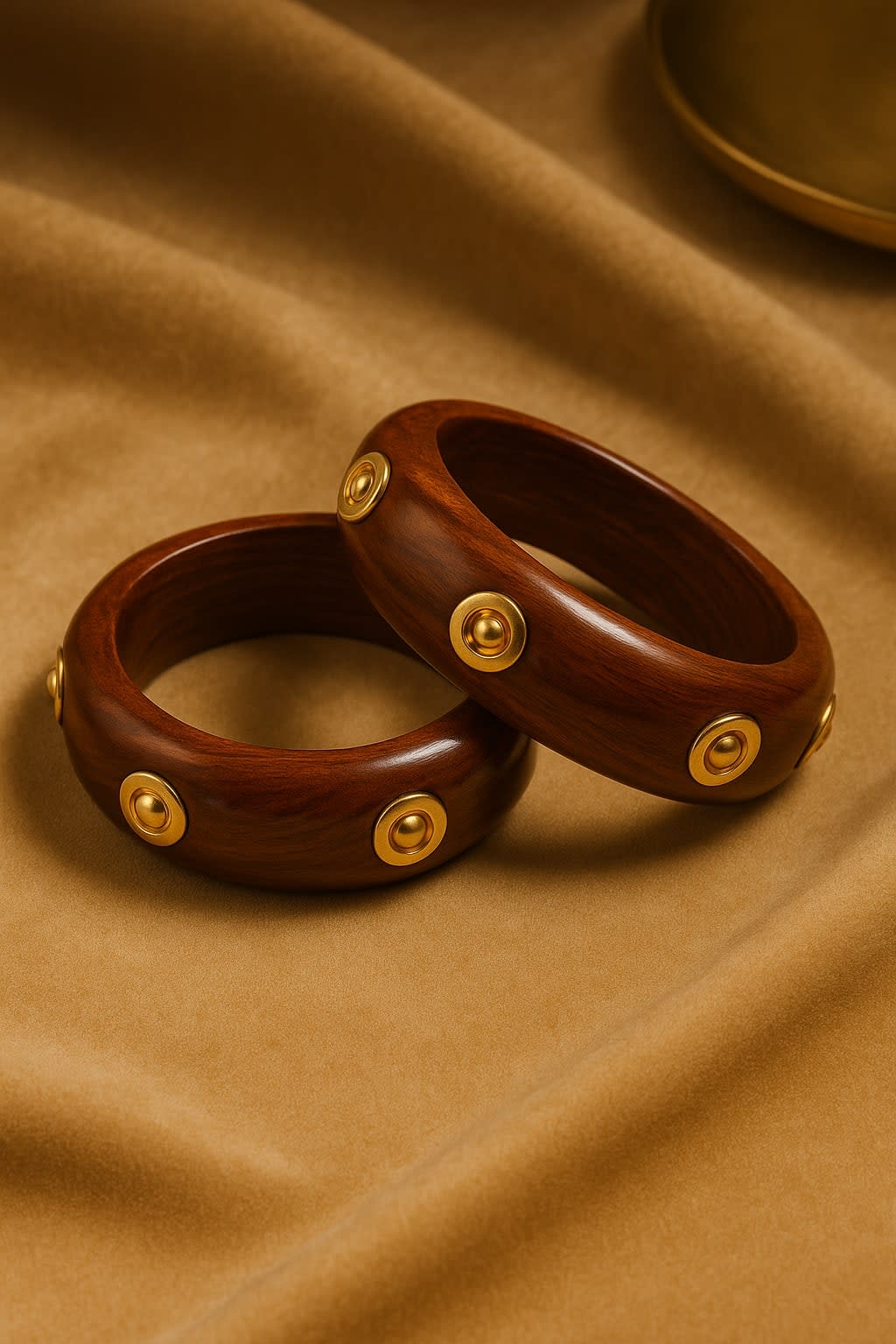 ATIBELLE Set Of 2 Gold-Plated & Round Shaped Stone Studded Bangles