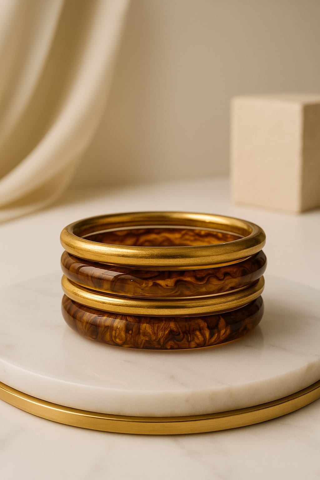 ATIBELLE Set Of 4 Gold-Plated Glossy Bangles