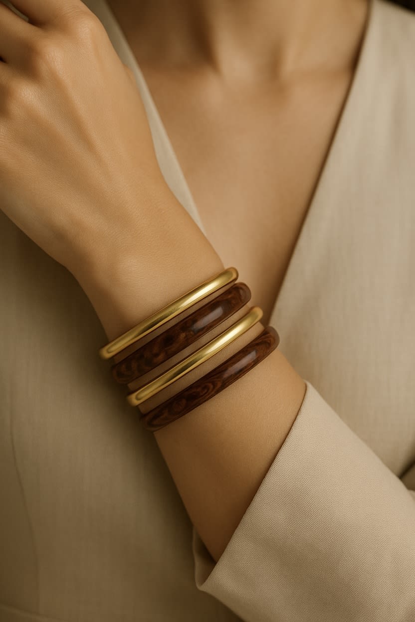 ATIBELLE Set Of 4 Gold-Plated Glossy Bangles