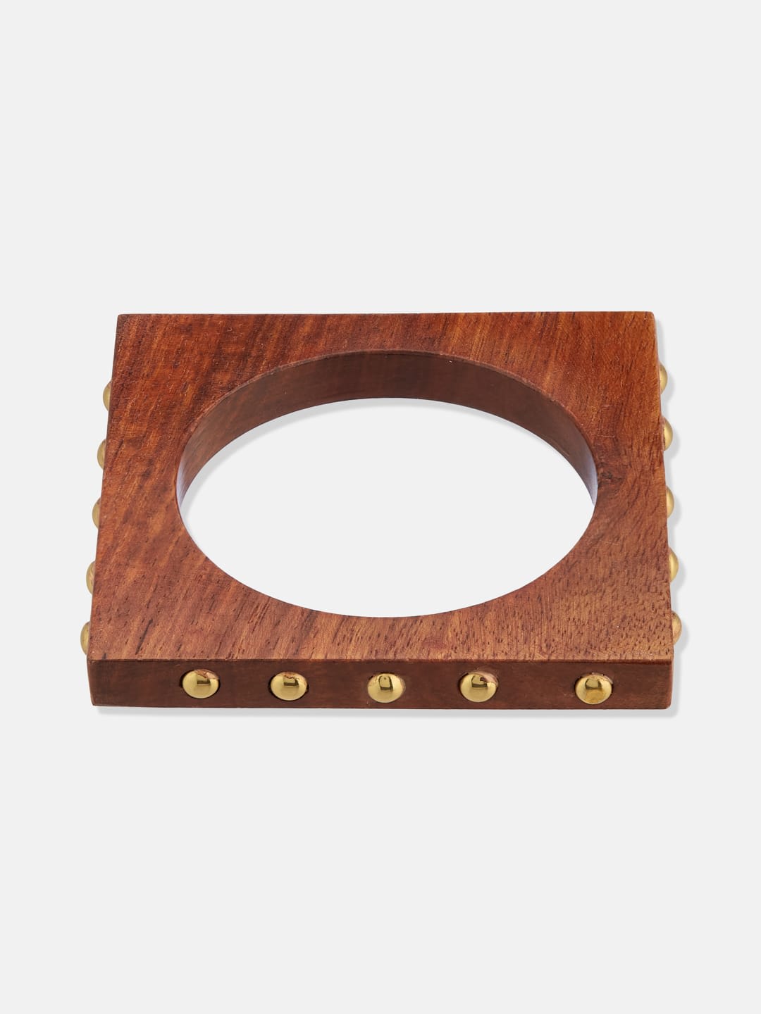 ATIBELLE Gold-Plated Square-Round Shaped Wooden Bangle