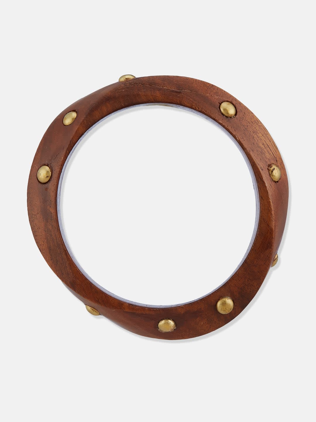 ATIBELLE Gold-Plated Square Twisted Shaped Wooden Bangle