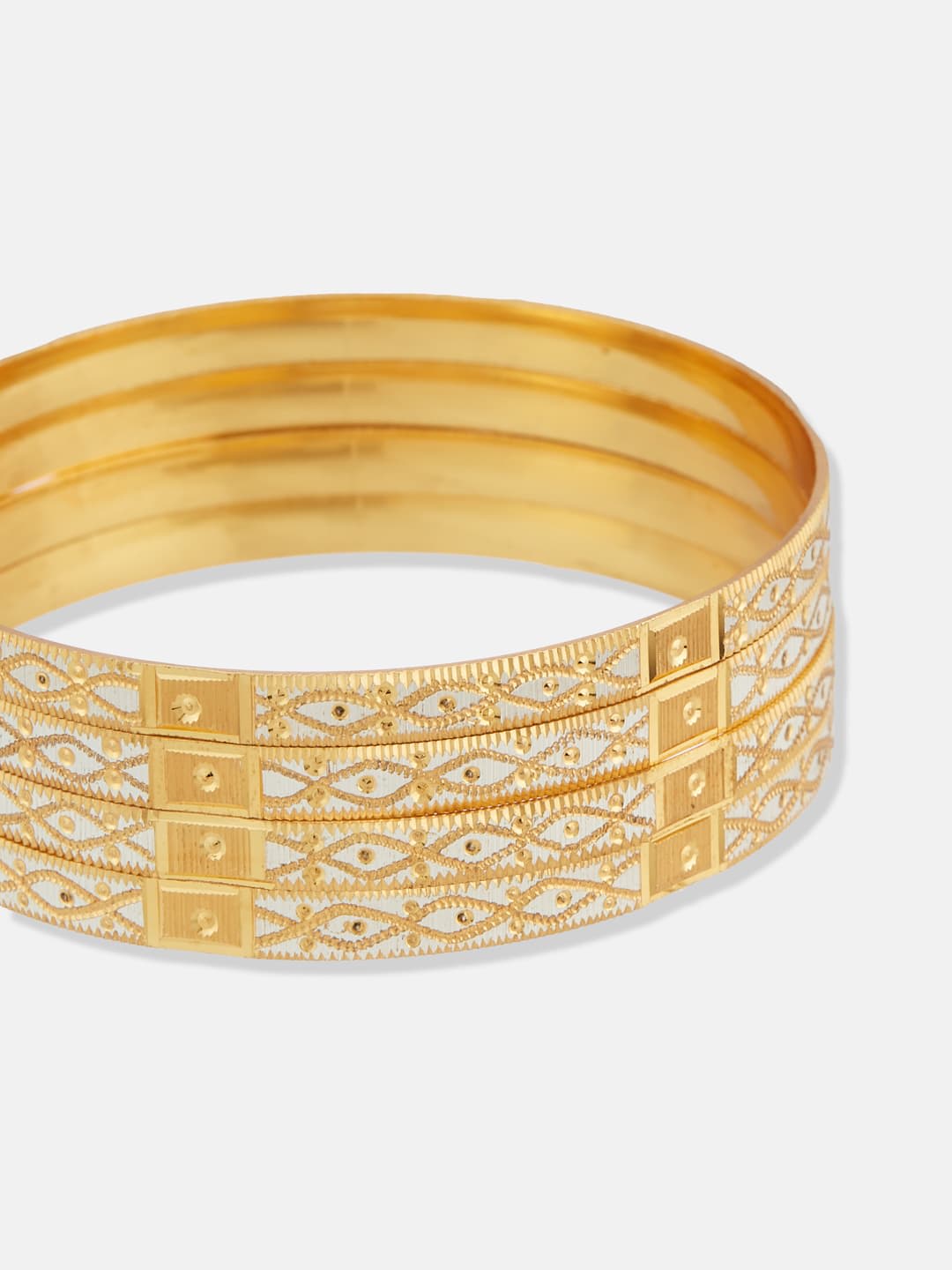 ATIBELLE Set Of 4 Gold Plated Textured Classic Bangles