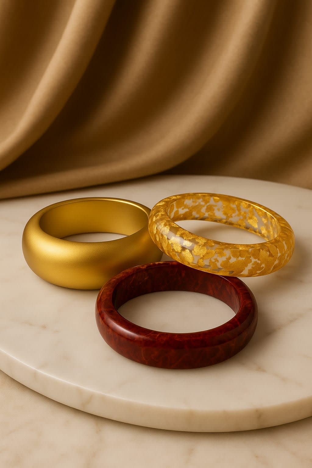ATIBELLES Set Of 3 Matt-Glossy Resin Bangles