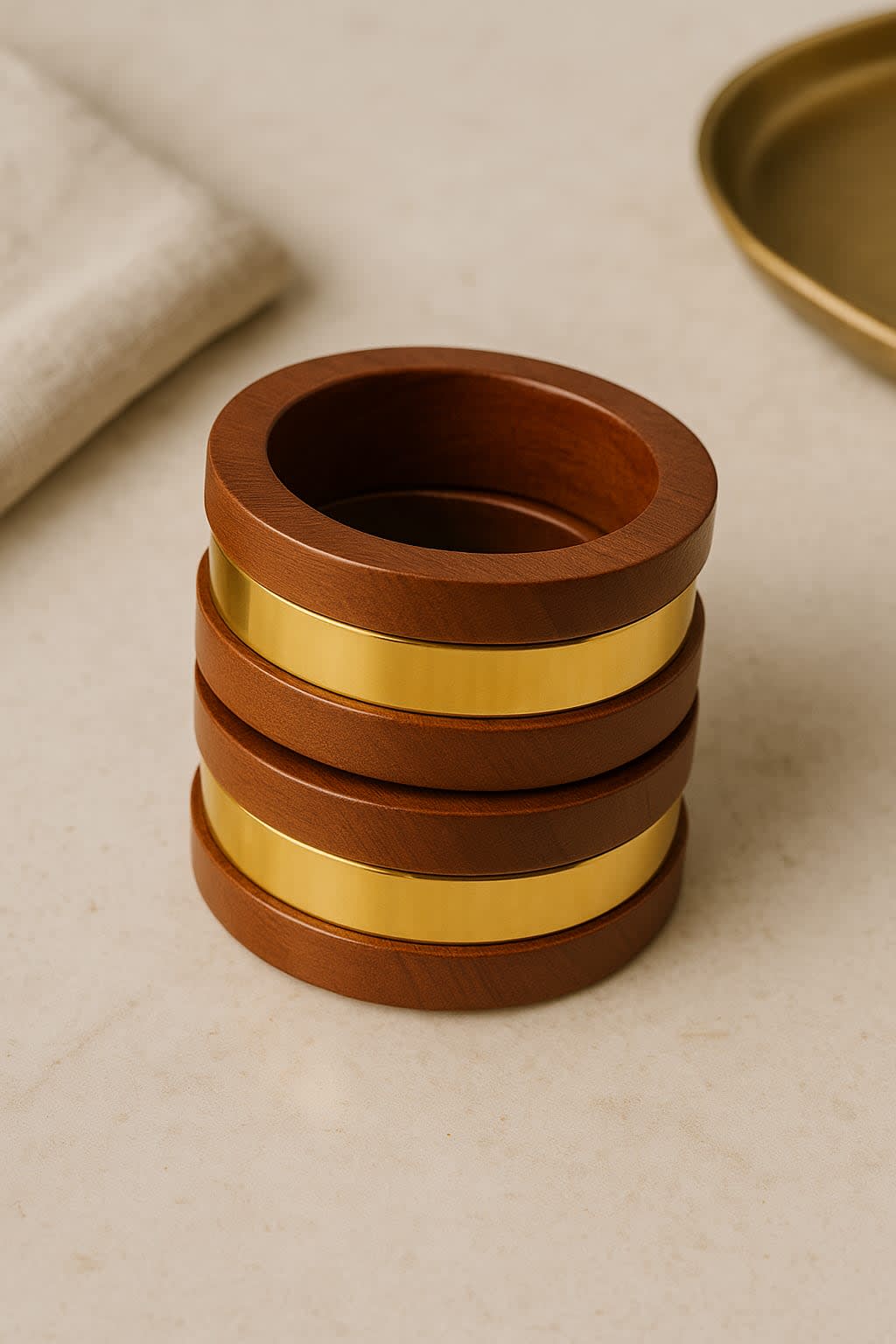 Atibelle Set Of 2 Gold-Plated & Round-Shaped Bangles
