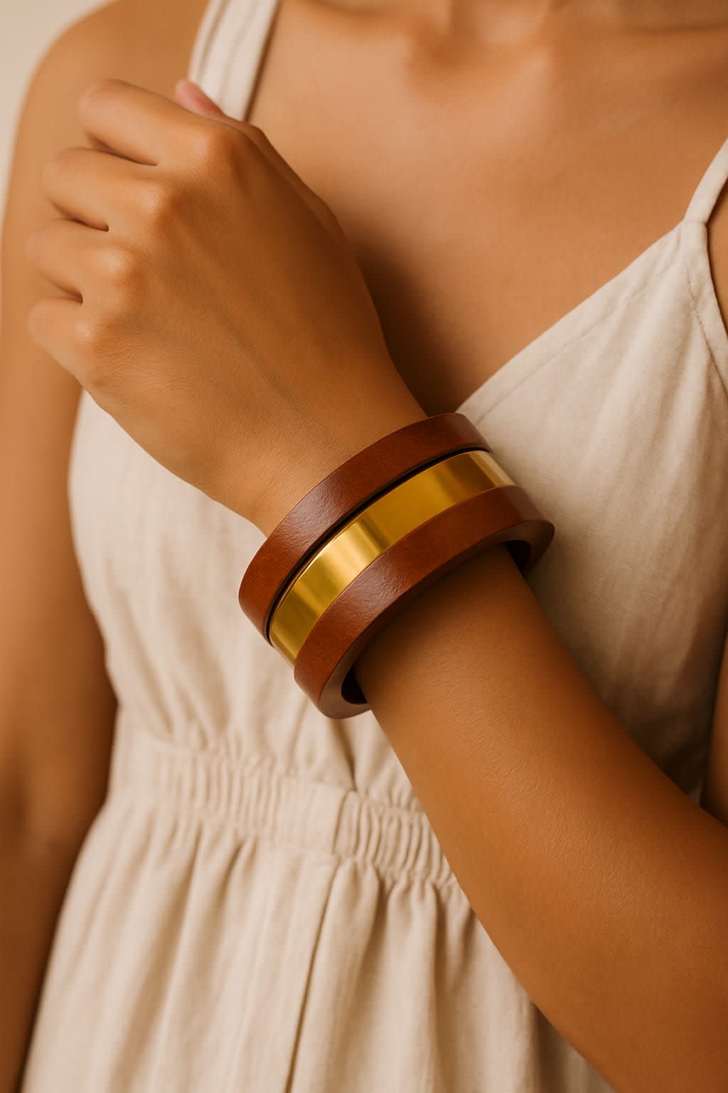 Atibelle Set Of 2 Gold-Plated & Round-Shaped Bangles