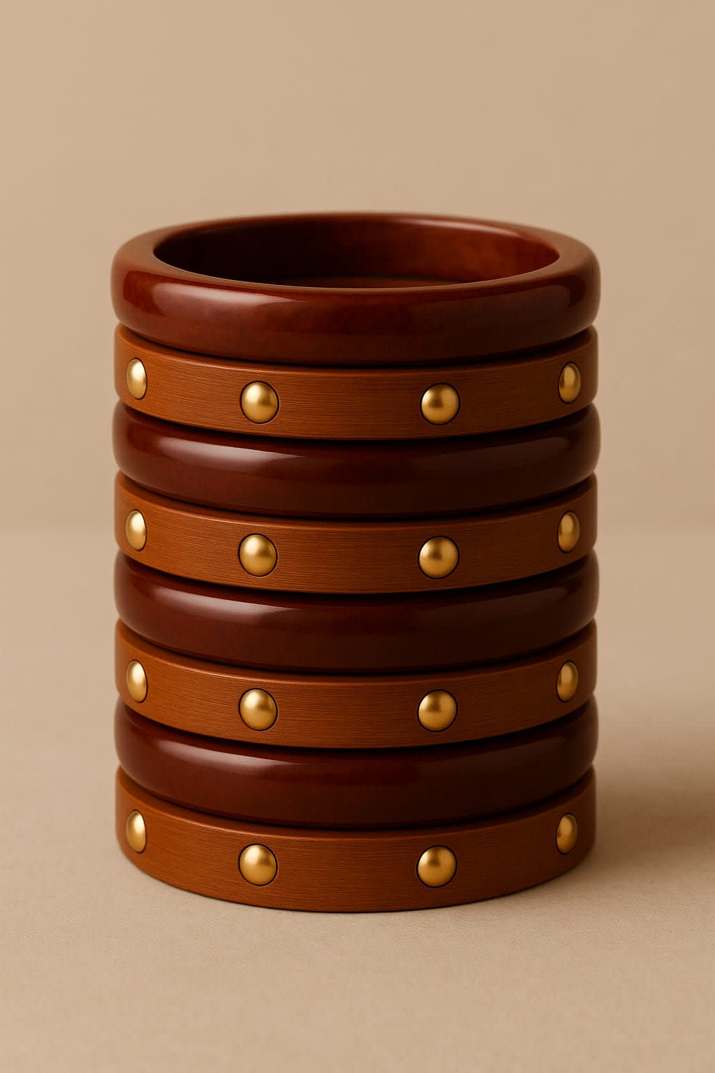 ATIBELLE Set Of 8 Onyx Studded Round Shaped Bangles
