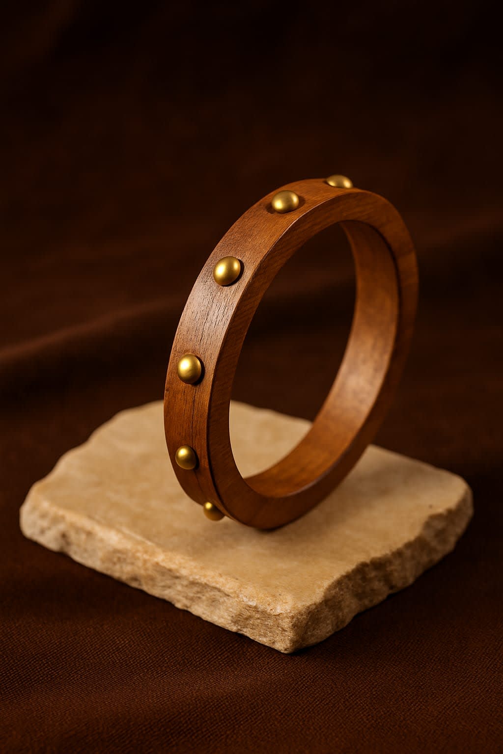 ATIBELLE Round Shaped Glossy Round Stone Studded Bangle