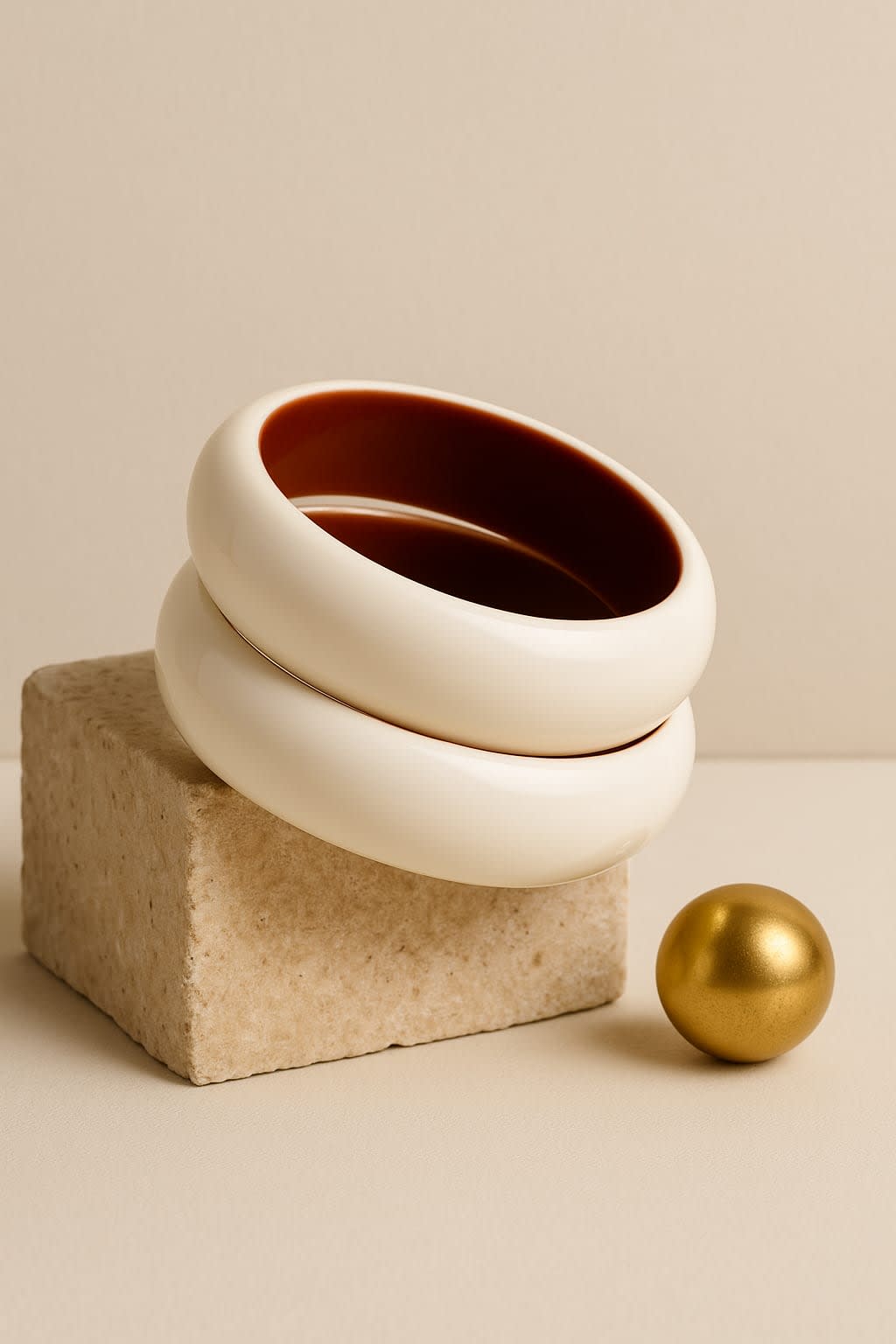 ATIBELLE Set Of 2 Round Shaped Glossy Resin Bangles