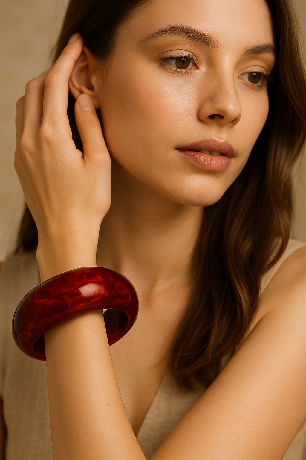 ATIBELLE Set Of 2 Round Shaped Glossy Fusion Minimal Bangles