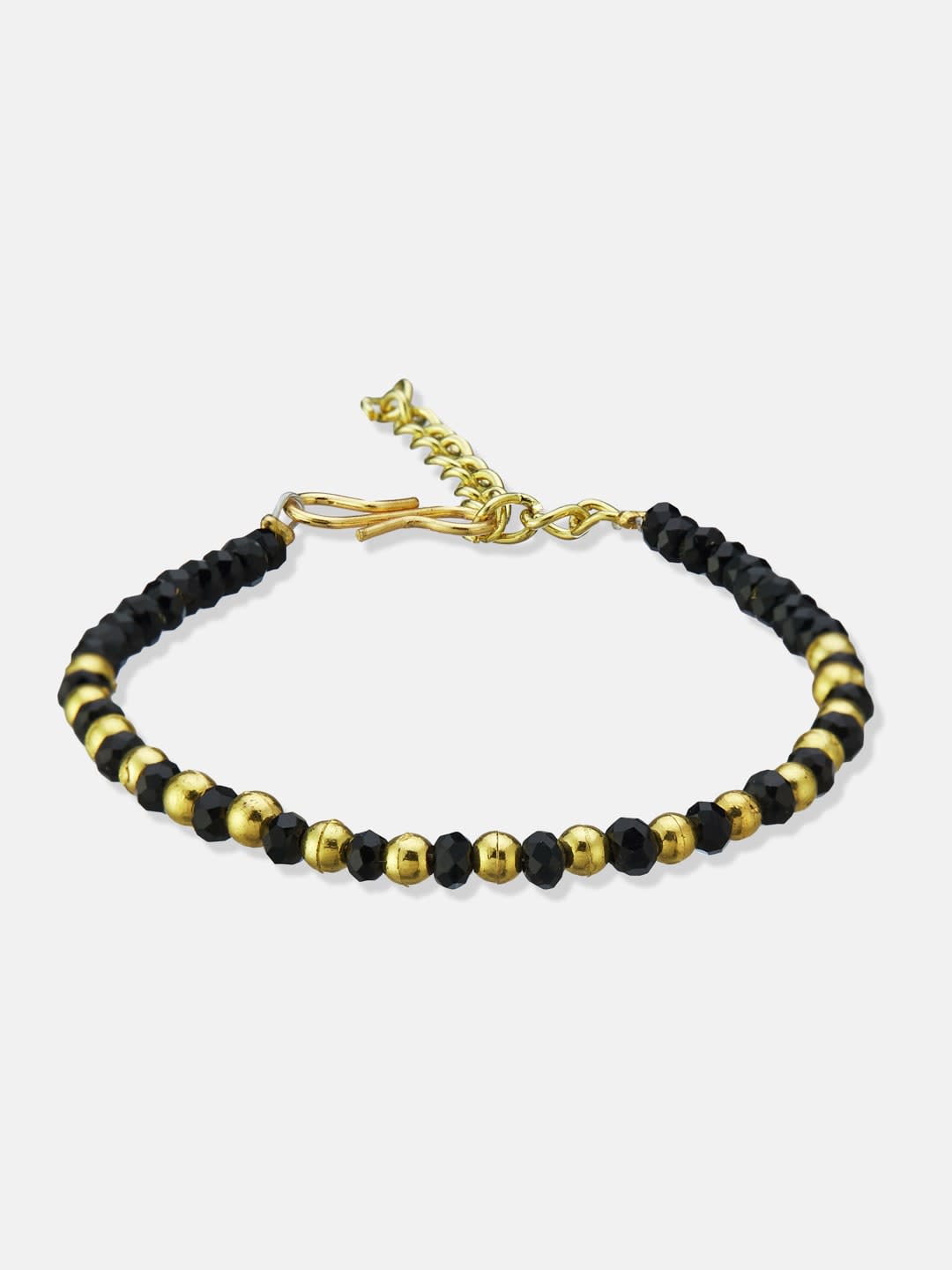 ATIBELLE Set Of 2 Gold-Plated Artificial Stone Studded And Beaded Wraparound Bracelet