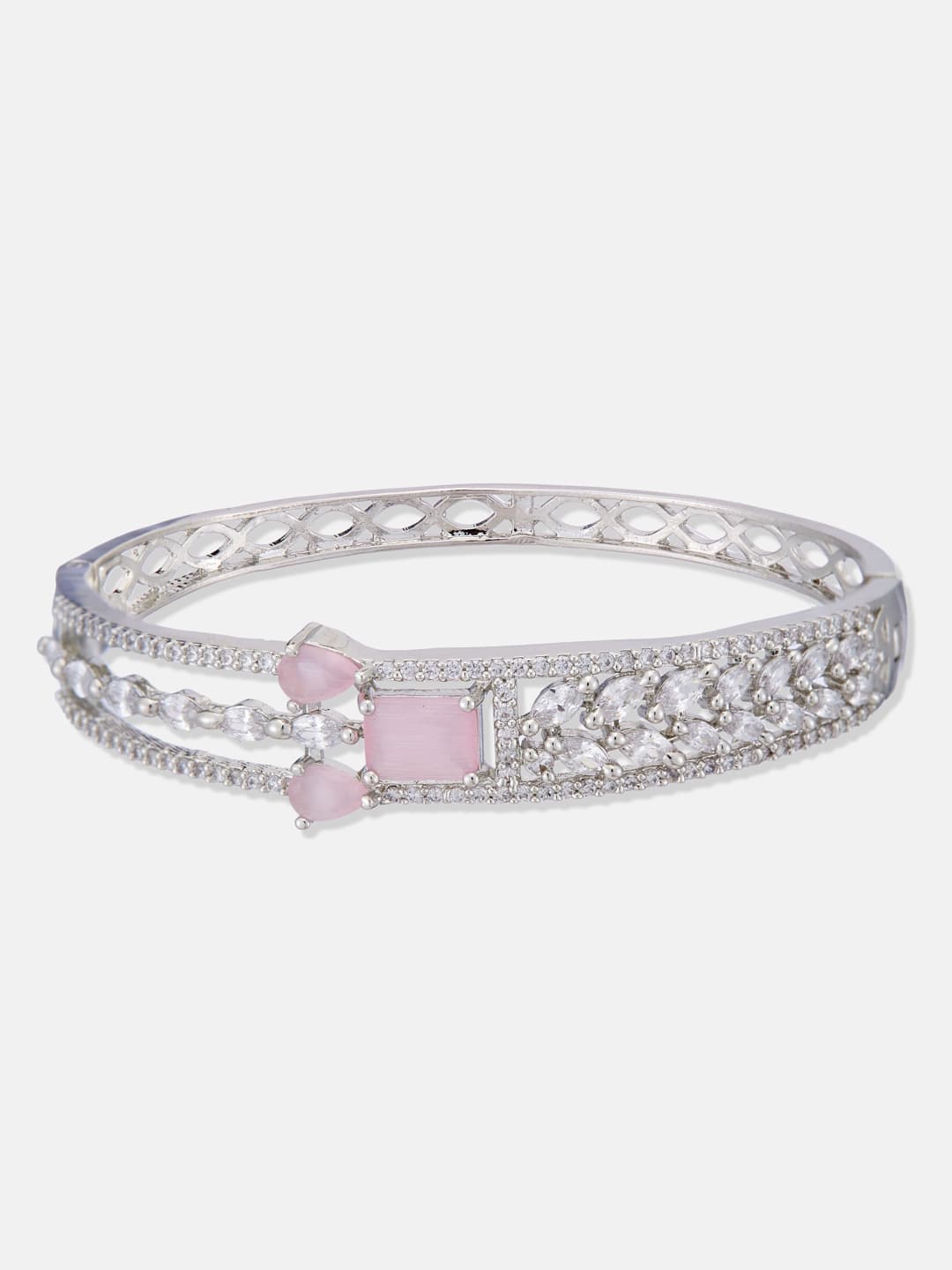 ATIBELLE Silver-Plated Cubic Zirconia Bangle-Style Bracelet