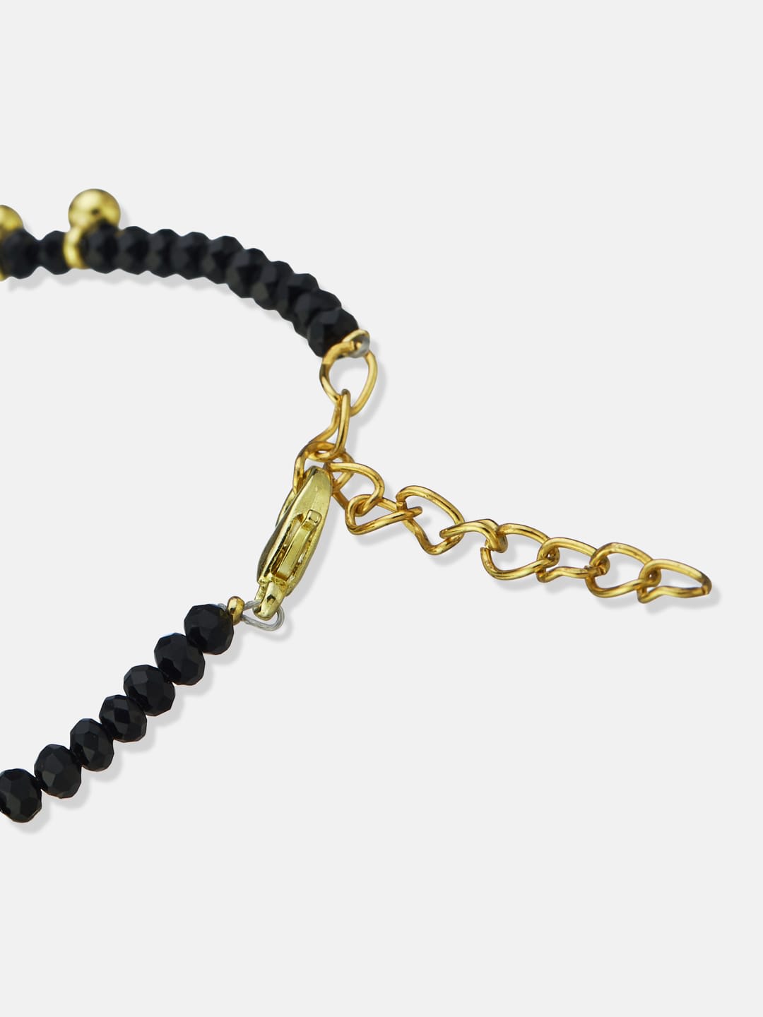 ATIBELLE Gold-Plated Artificial Stone Studded And Beaded Wraparound Bracelet
