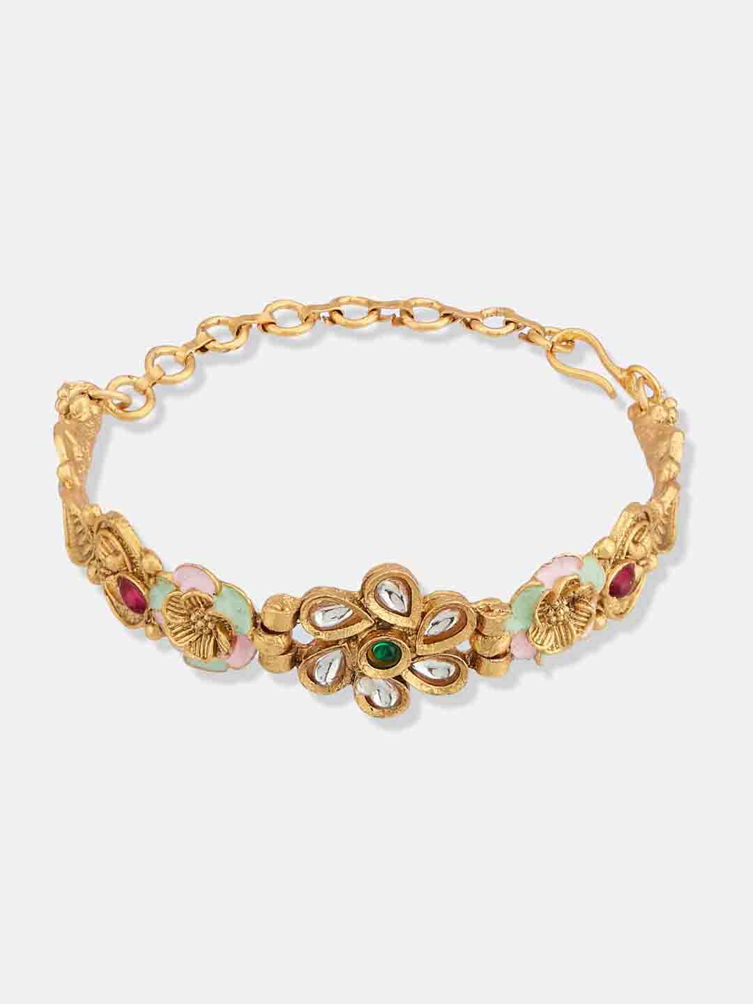 ATIBELLE Women Kundan Gold-Plated Charm Bracelet