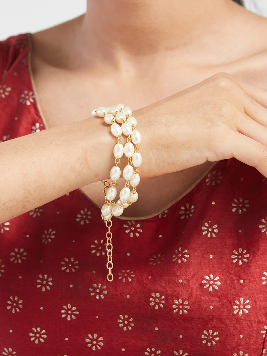 ATIBELLE Women Brass Gold-Plated Multistrand Bracelet