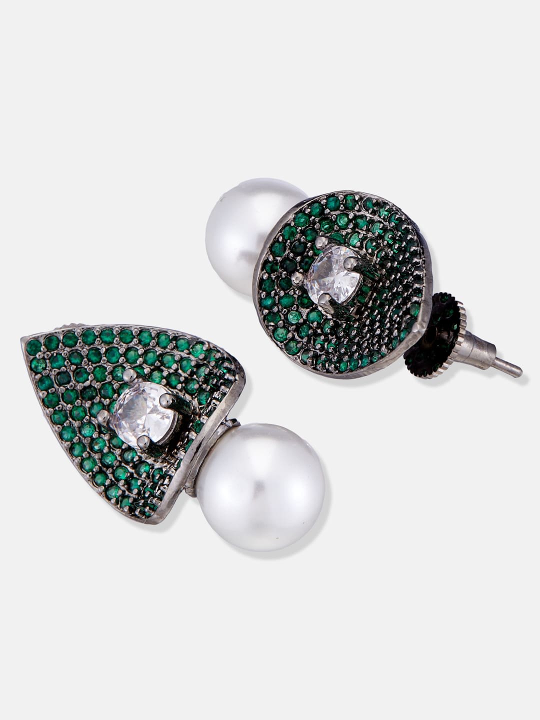 ATIBELLE Gold Plated & multicoloured kundan stone studded dome shaped drop earrings
