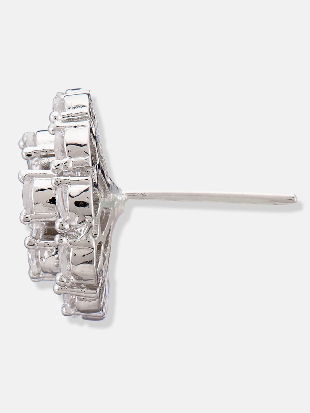 ATIBELLE Silver-Plated Cubic Zirconia Stone Studded Contemporary Shaped Studs