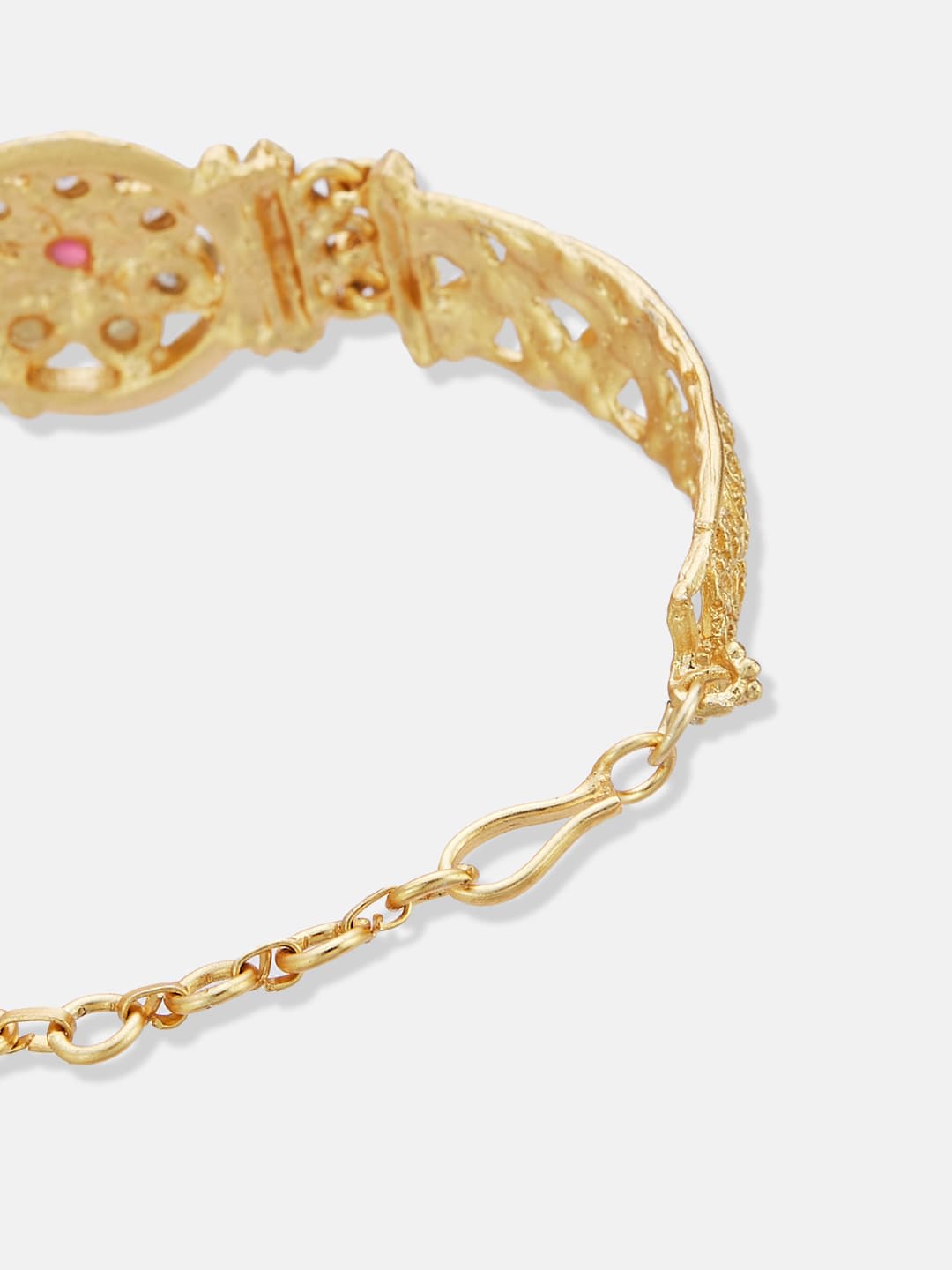 ATIBELLE Women Brass Kundan Gold-Plated Wraparound Bracelet