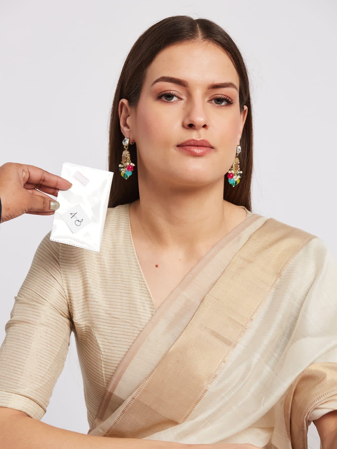 ATIBELLE Gold-Plated Kundan Stone & Beaded Studded Contemporary Drop Earrings